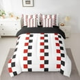 thumbnail image 2 of Homewish Boys Girls Geometric Grid Checkered Bedding Comforter Set 7 Pieces,Vintage Aesthetic Full Bedding Set Lightweight,Minimalist Mid Century Fitted Sheet Flat Sheet,Lightweight Room Decor, 2 of 8