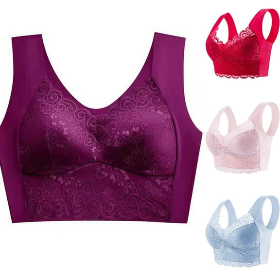 Aboser Full Coverage Sleep Bras for Women Plus Size Seamless Bralette Beauty Back Pullover Bra Comfort Breathable Wireless Bras Soft Lace Bralettes