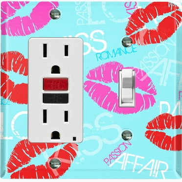 Metal Light Switch Plate Cover Lipstick Kisses Love Romance Teal LOV003