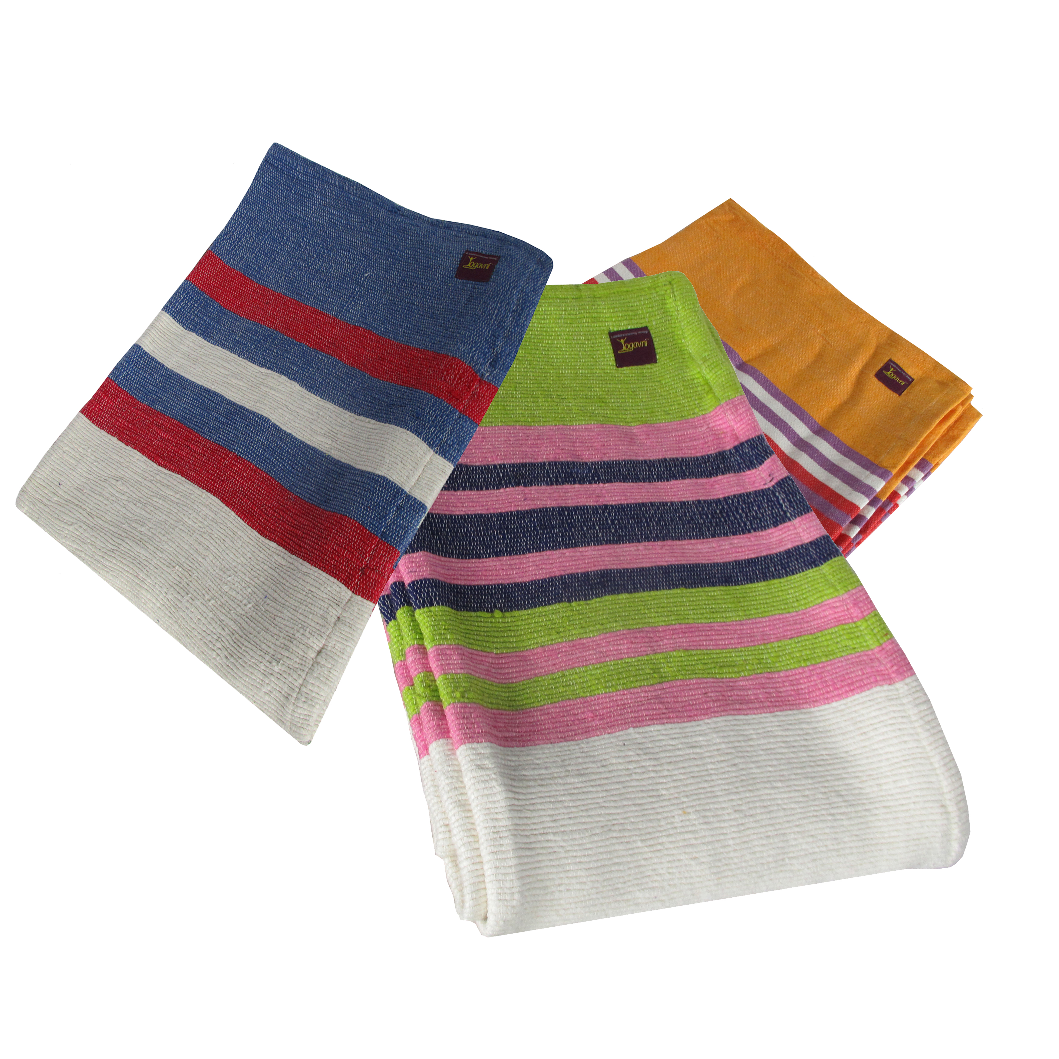 Deluxe Striped Soft and Pure Cotton Yoga Blanket Available as