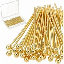 200Pcs Ball Head Pins 18K Gold Plated Brass Head Pins Jewelry Pins Needles 25mm