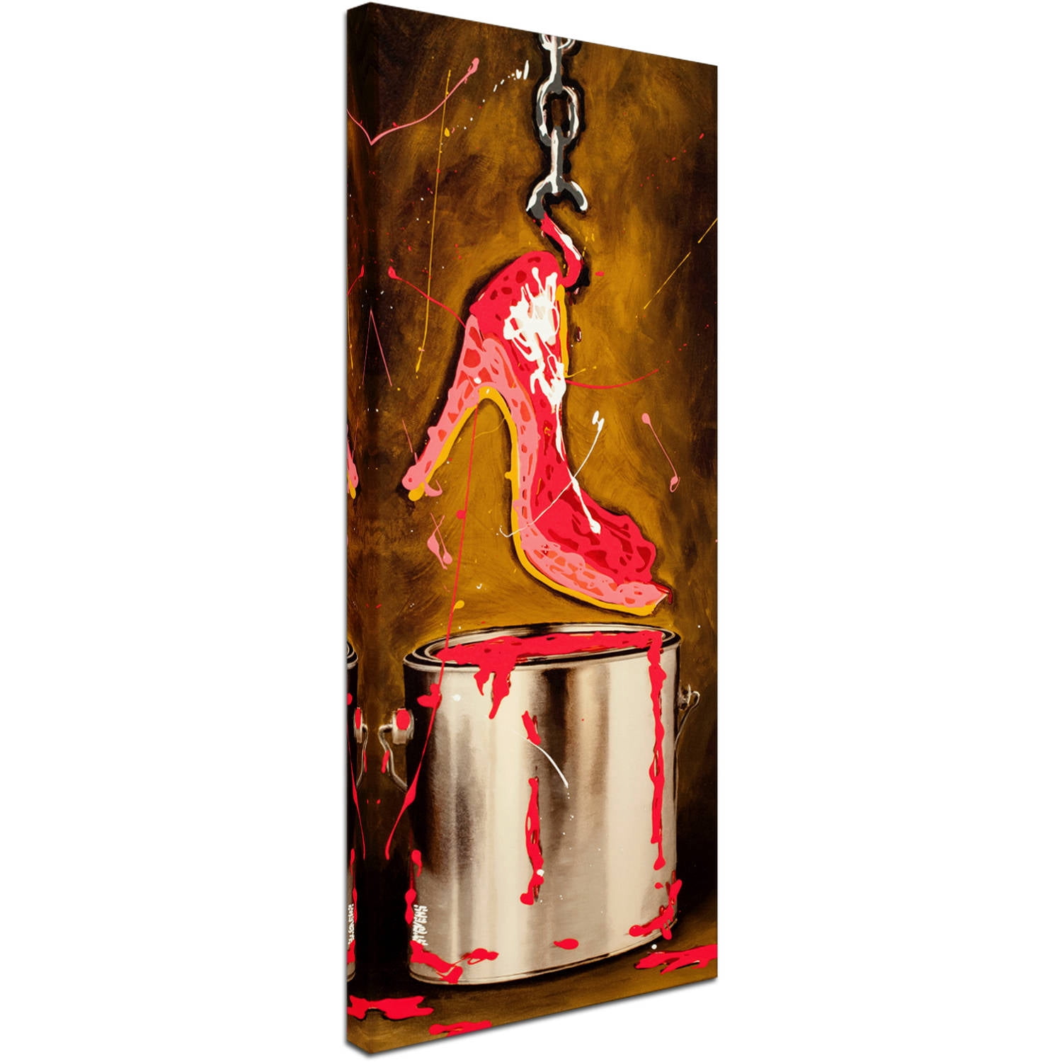 Trademark Fine Art "Paint Dipped Shoe Pink" Canvas Art by Roderick Stevens