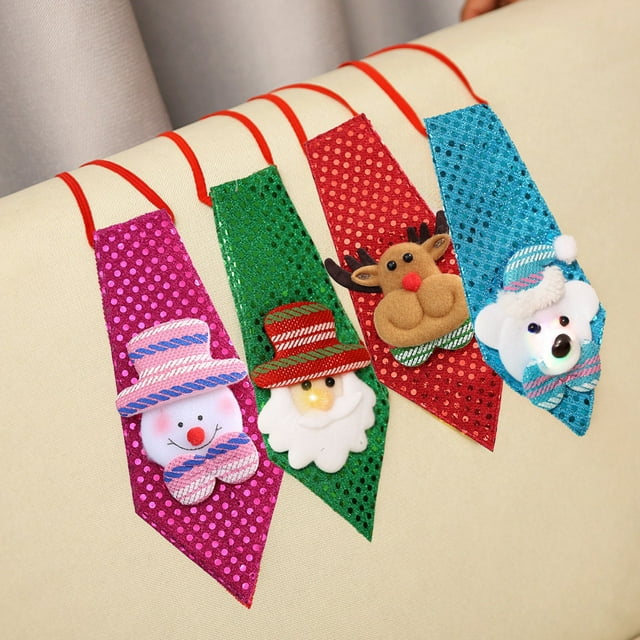 Corbata de Navidad Iluminada para Adultos y Niños - Decoraciones y regalos para fiesta navideña con Papá Noel, muñeco de nieve con reno LED