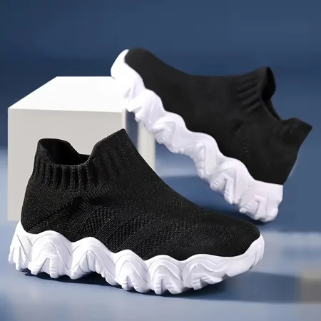 

GEDER-S1 Unisex Kids Slip On Sneakers Woven Knit Lightweight Breathable Socks Shoes Running Shoes Footwear For Boys Girls