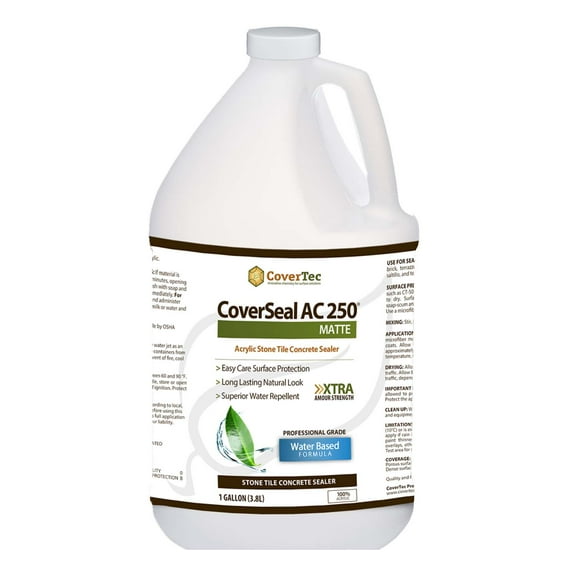 CoverTec CoverSeal Matte Acrylic Sealer – Protective Coating for Brick, Concrete, Pavers, Saltillo, Slate, Travertine & Stone – Water-Based Matte Finish (1 Gallon)