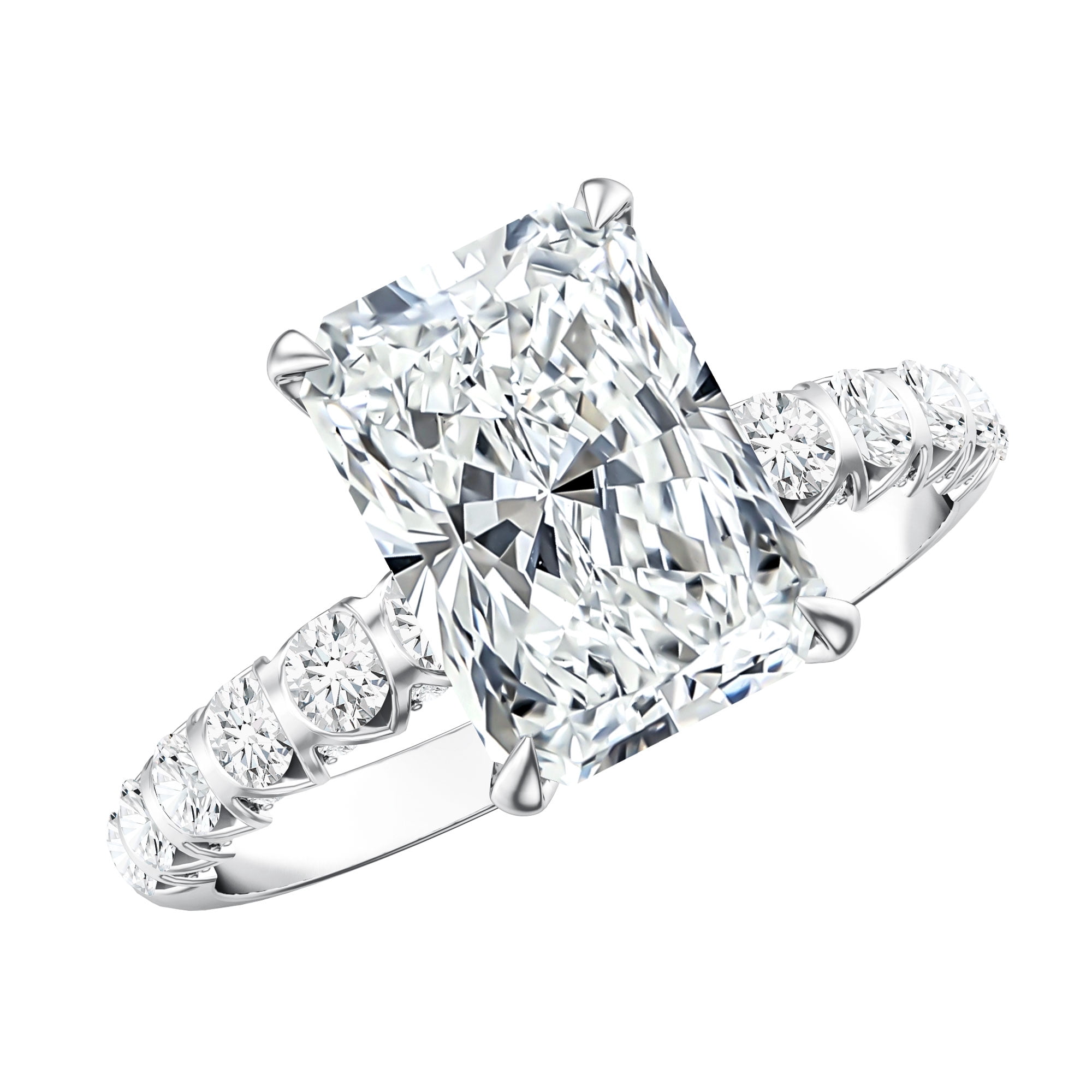 Rosec Jewels Lab Grown Diamond Radiant Cut Engagement Ring (IGI Certified, E-VS1 Quality) - 3 Carat Diamond Solitaire Ring, 925 Sterling Silver, US 4.00
