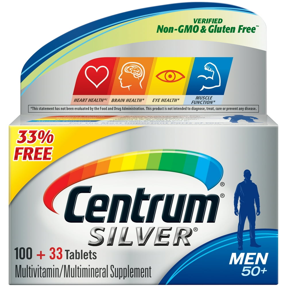 Centrum Silver Men 50+ 130 ct, 33 Bonus Multivitamin/Multimineral