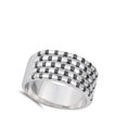 thumbnail image 4 of Sparkle Checkered Black Cubic Zirconia Ring .925 Sterling Silver Band Jewelry Female Male Size 10, 4 of 4