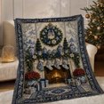 thumbnail image 7 of Christmas Throw Blanket, 51.2"x59.1" Blue and White Porcelain Printed Tapestry Blanket, Soft Cozy Lightweight Polyester Throw for Couch, Sofa, Bed and Festive Home Holiday Decor, 7 of 7