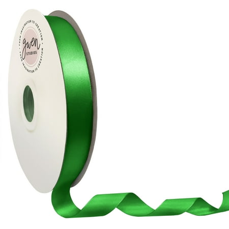 UPC: 0810056347604 | Emerald Green Double Faced Satin Ribbon  7/8  x 100 Yards by Gwen Studios