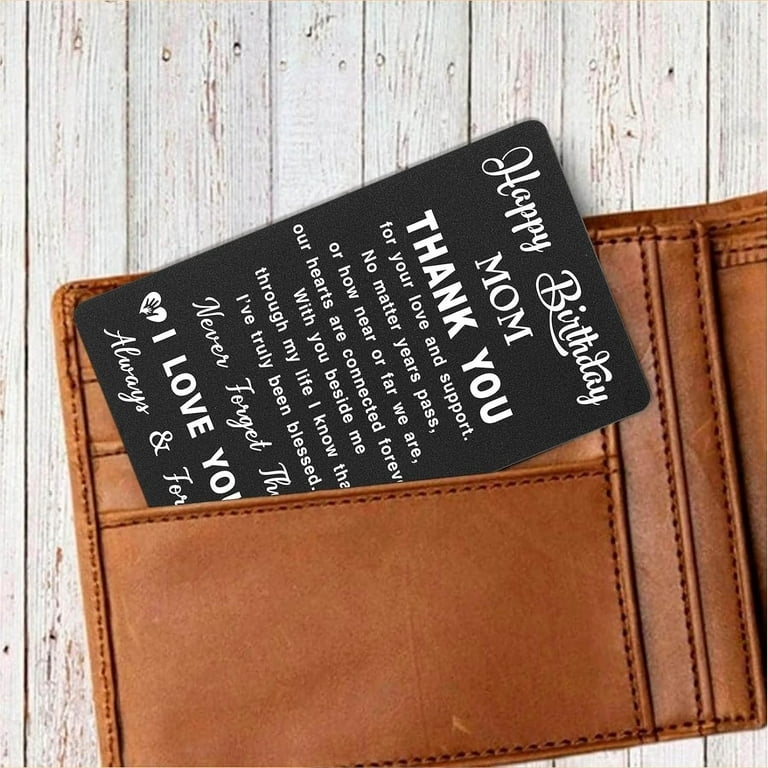 TRAHOO-Happy Birthday Mom, Mother Birthday Card, Mommy Birthday Gift, Metal Engraved Birthday Greeting Card for Mom