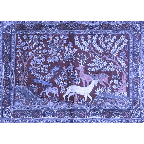 Ahgly Company Machine Washable Indoor Rectangle Persian Blue Traditional Area Rugs, 2' x 3'