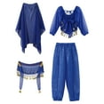 thumbnail image 3 of TiaoBug Kids Girls Belly Dance Outfits Halter Top Harem Pants Indian Carnival All Set Royal Blue 13-14, 3 of 7