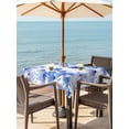 thumbnail image 3 of Outdoor Tablecloth with Umbrella Hole for Patio/Picnic/Party/Camping, Blue Flowers Waterproof Table Cloth Square Cover Washable, Spring Botanical Blossom Florals Plants (60"x 60"), 3 of 8