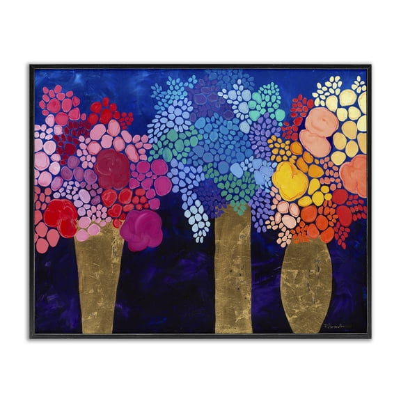 Stupell Industries Art Deco Abstract Colorful Bouquets Black Framed Giclee Art, 14 x 11, by Ruth Fromstein