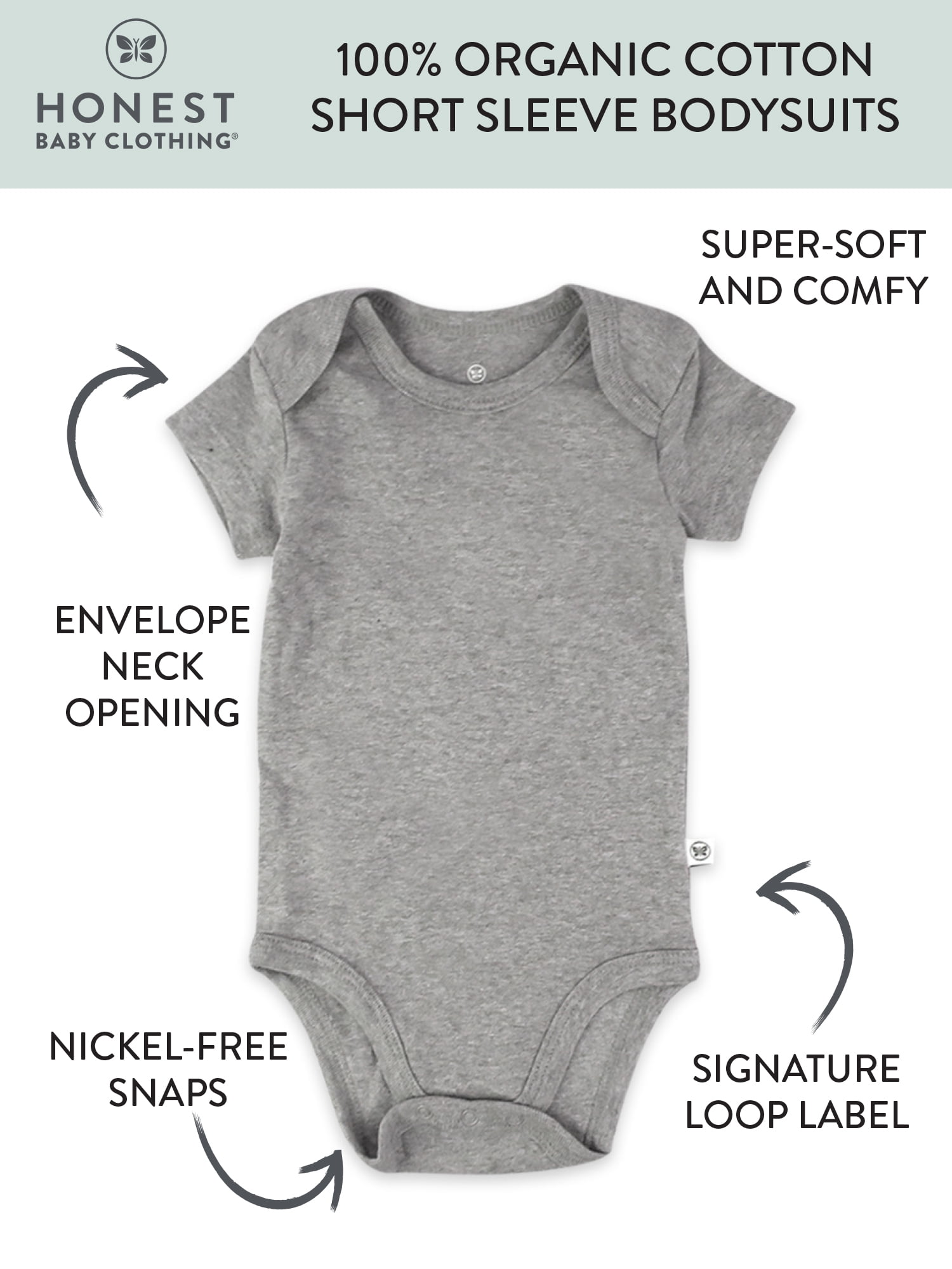 Honest Baby Clothing Baby Boy or Girl Gender Neutral Organic Cotton Short Sleeve Bodysuit, (Newborn-24 Months)