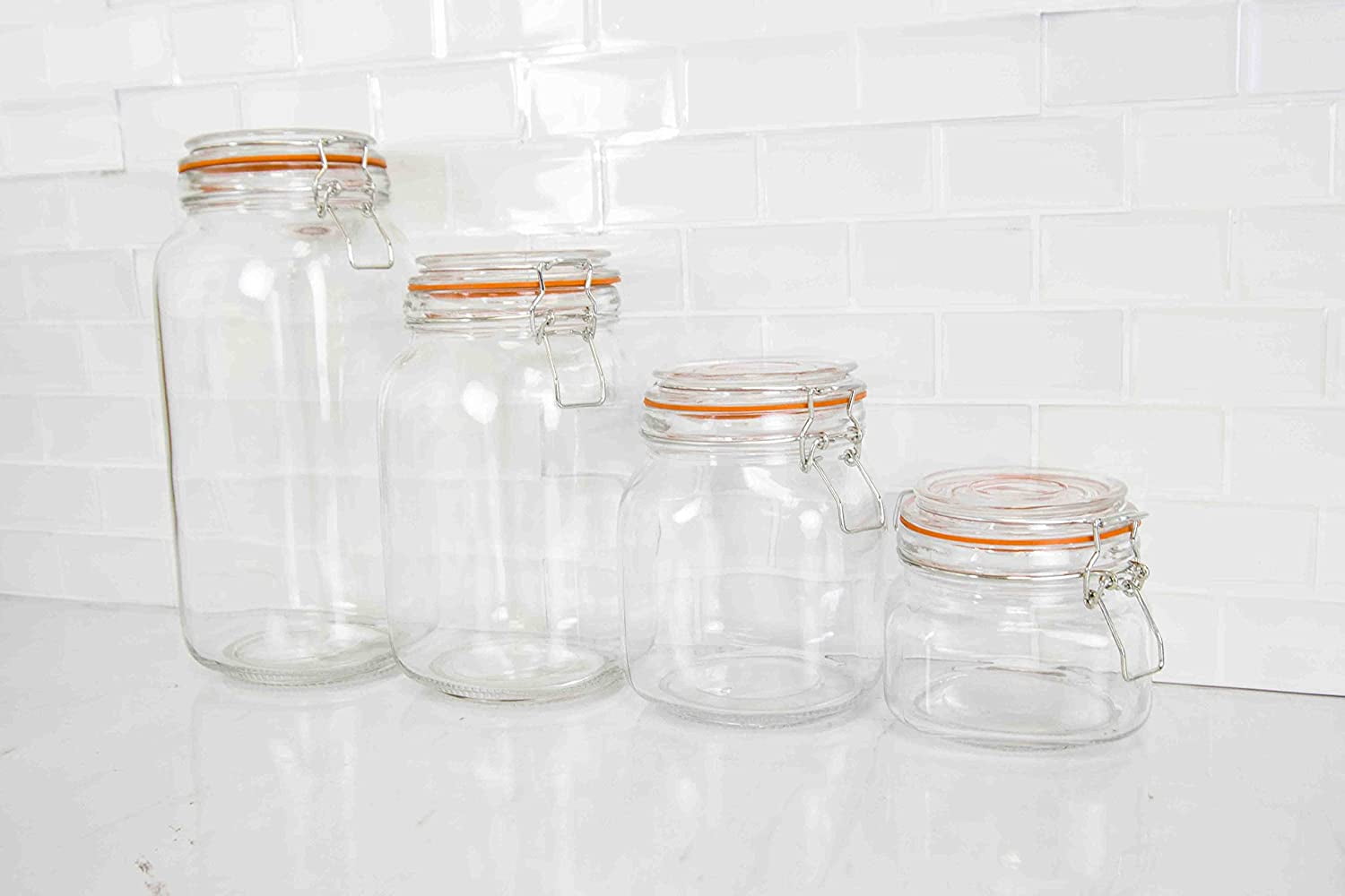Home Basics 4-Piece Glass Canister Set, Clear