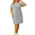 thumbnail image 5 of Unique Bargains Women's Plus Size Nightgown V Neck Pajama Sleepwear Dress, 5 of 7