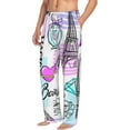thumbnail image 3 of Kdxio Eiffel Tower and Hearts Print Men's Sleep Pajama Pant Lounge Pants with Pockets, 3 of 8