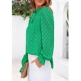 thumbnail image 3 of Blusa casual elegante PRETTYGARDEN para mujer con ojales, verde, 3 of 9