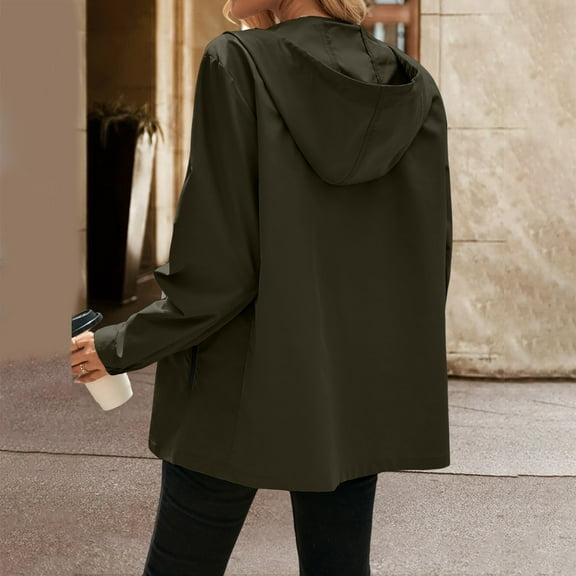 YOUSNH Womens Autumn Winter Solid Color Hooded Pockets Jacket Winter Jackets for Women Green XXL