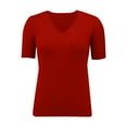 thumbnail image 4 of YEJIMAN Short Sleeve T-shirt, Red Shirt Women Trendy, Women's Round Neck Short Sleeved Loose T Shirt with A Knit Bottom Short Top,, 4 of 9