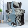 thumbnail image 4 of Vintage Nautical Tattoo Soft Flannel Fleece Throw Blanket, Grunge Old Seaman Sailing Nautical Themed Illustration, Cozy Plush for Indoor and Outdoor Use, 70" x 90", Blue Grey and Grey, by Ambesonne, 4 of 5