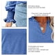 thumbnail image 4 of Blusa con volantes, manga abullonada, cuello en V, manga larga, color puro, tops de moda para mujer, 4 of 5