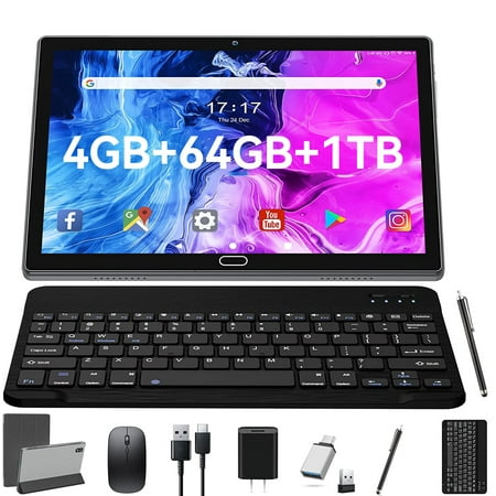Tablet 10inch Tablet,5G Wifi Tablet,2 in 1 Tablet,10 inch Android Tablet Octa Core Processor,4GB+128 Storage+1TB Expand,HD Touchscreen,13MP Dual Camera, Tablet with Keyboard,2023 Latest Laptop Tablet