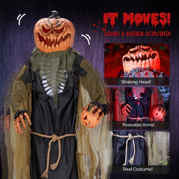 7FT Halloween Standing Decoration Touch-Activated with LED Lights for Yard Garden Party