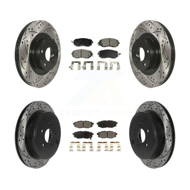 Transit Auto Front Rear Coated Drilled Slotted Disc Brake Rotors and Ceramic Pads Kit for Car Subaru BRZ Toyota 86 GR86 KDT-100837