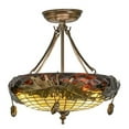 thumbnail image 4 of Meyda Tiffany 98965 Greenbriar Oak 3 Light 15-1/2" Wide Semi Flush Ceiling Fixture -, 4 of 6