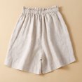 thumbnail image 4 of Lenpel Women's Plus Size Bermuda Shorts Elastic Waist Drawstring Cotton Linen Shorts Lightweight Casual Shorts with Pockets, 4 of 7