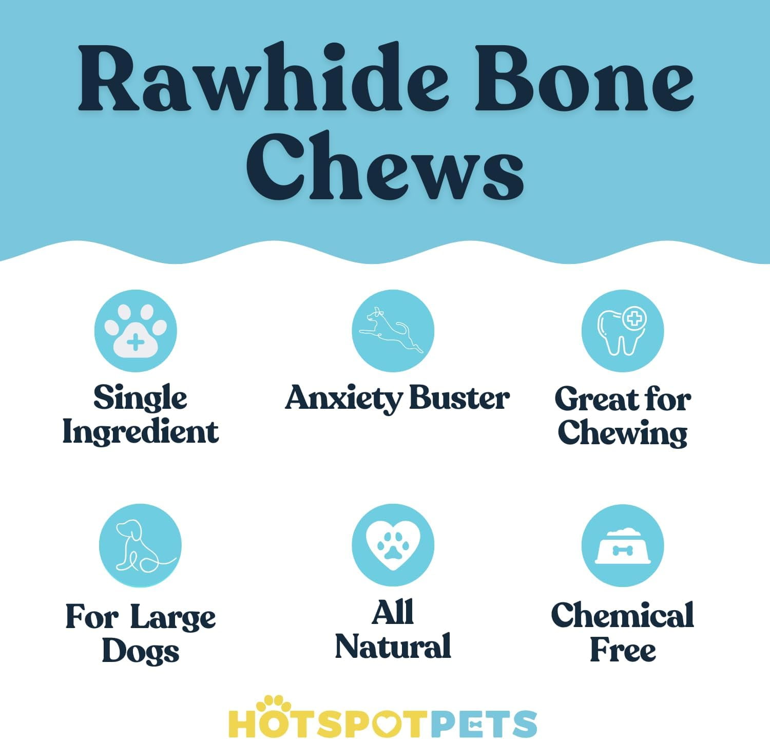 HotSpot Pets Rawhide Dog Bones - Great for Dog Chews, Promotes Hygiene and Healthy Gums, 8-9 Inch, Large, 5 Pack