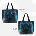thumbnail image 3 of Japuie Cool Blue Light Wolf Print Tote Bags, Shoulder Bag with Zipper Closure, Top Handle Handbag,Shopping Bags,Travel Shoulder Bag ,Suitable for Gym Shopping, Work, and School, 3 of 7