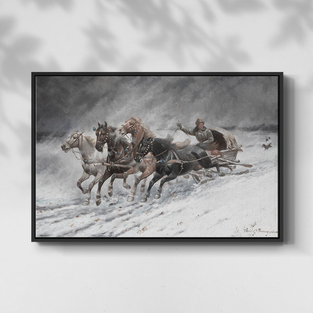 Vintage Animal Print-XXVI By Wexford Home Framed in Black Wood Gallery Wrapped Canvas 17 in. x 25 in.