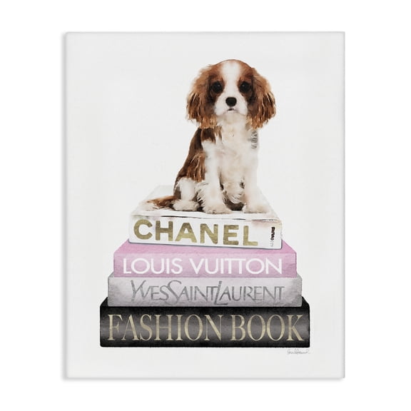 Stupell Industries Glam Spaniel Puppy Pink Fashion Bookstack Canvas Art, 24 x 30, by Amanda Greenwood