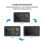 Newentor VA Color Display Digital Weather Station with 1 Sensor, Indoor Outdoor Thermometer with Humidity Monitor, Weather Forecast, Barometric, Moon Phase, and Adjustable Backlight, Black