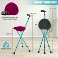 thumbnail image 3 of Spaco Lightweight Adjustable Folding Cane Seat with Light-Black, Walkers for Seniors with Seat, 3 of 8