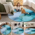 thumbnail image 5 of Teal Blue Marble Round Area Rug 3.3 FT, Non Slip Small Entryway Kitchen Mat, Modern Abstract Art Marble Crack Washable Soft Circular Rug Non-Shedding Door Mat for Bathroom Playroom Kids Room, 5 of 9