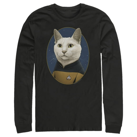 Men's Star Trek: The Next Generation Commander Data Cat Long Sleeve Shirt Black Medium