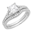 thumbnail image 4 of Clara Pucci 18K White Gold 3.4 Simulated Clear Diamond Engraveable Engagement Ring + Wedding Band Set, 4 of 7