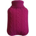 thumbnail image 1 of Bolsa de agua caliente de 2 l, funda de punto suave, bolsa de agua caliente para conservación del calor, funda de punto a prueba de explosiones para bolsa de agua caliente (rojo vino), 1 of 5