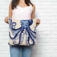 thumbnail image 3 of Throw Pillow Covers 18x18 Inch, Navy Blue Octopus Coastal Decorative Pillow Cases for Couch Sofa Bed, Nautical Summer Beach Rustic Cotton Linen Square Home Decor Pillowcases with Hidden Zipper, 3 of 7