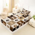 thumbnail image 4 of Homewish Paw Bone Plaid Twin Sheets,Retro Pet Dog Theme Bedding,Brown,3pcs,1 Fitted Sheet and 1 Pillowcase, 4 of 6