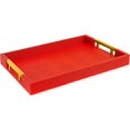 thumbnail image 1 of Home Redefined Bandeja Decorativa para Servir de Piel Sintética de Tiburón Rectangular de 45 X 30 Cm con Asas de Metal Pulido Dorado, Color Rojo, 1 of 6