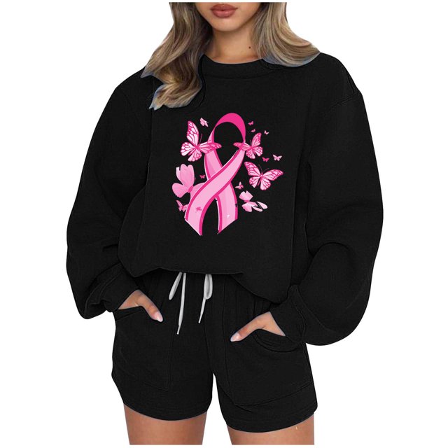 DecSea Sweatsuit For Women Outfits Set Long Sleeve Crewneck Sweatshirt And Lounge Shorts Matching Tracksuit