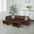 thumbnail image 3 of MAYEERTY Microfiber 3-Piece Living Room Sofa Set，Brown, 3 of 5