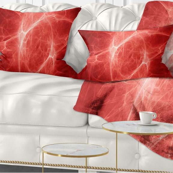 Designart Bright Lightning on Red Sky - Floral Throw Pillow - 12x20