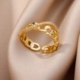 thumbnail image 1 of Fashion Gold Color Stainless Steel Rings For Women Chain Hollow Out Crystal Zircon Finger Ring Jewelry 2023 Gift anillos mujer, 1 of 5